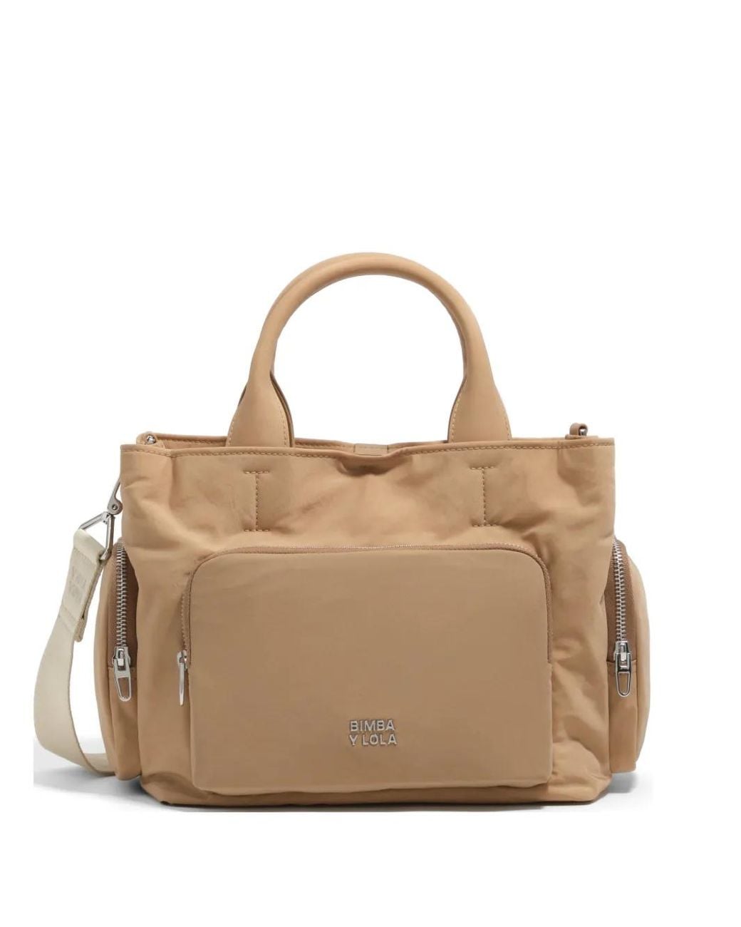 Bimba Y Lola Natural Medium Nylon Pocket Bag