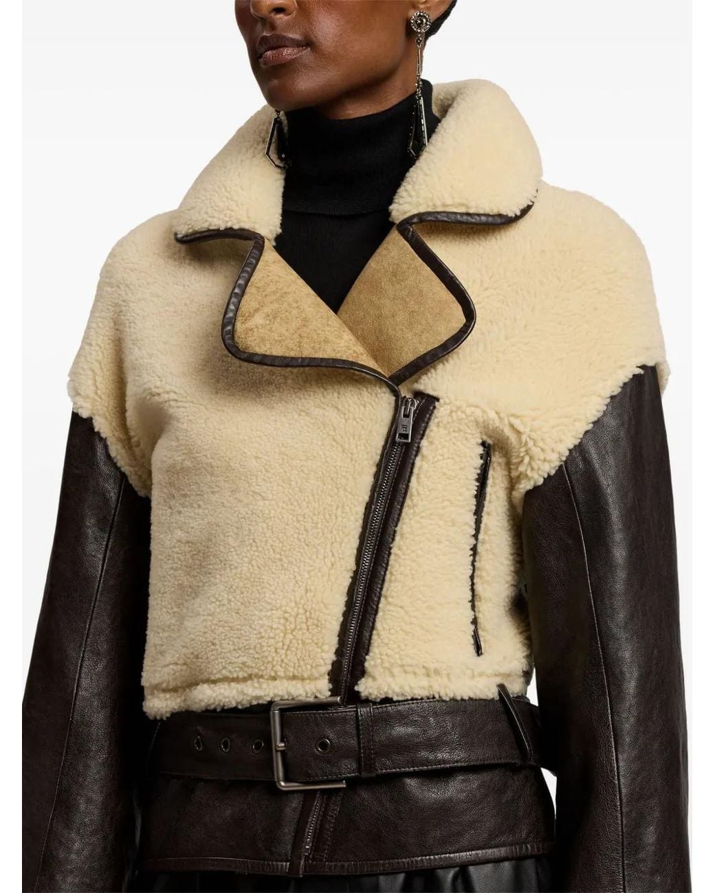 Ralph Lauren Black Silvester Lamb-Shearling Moto Jacket