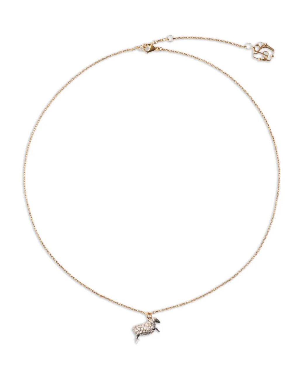 Burberry White Sheep-Charm Chain-Link Necklace