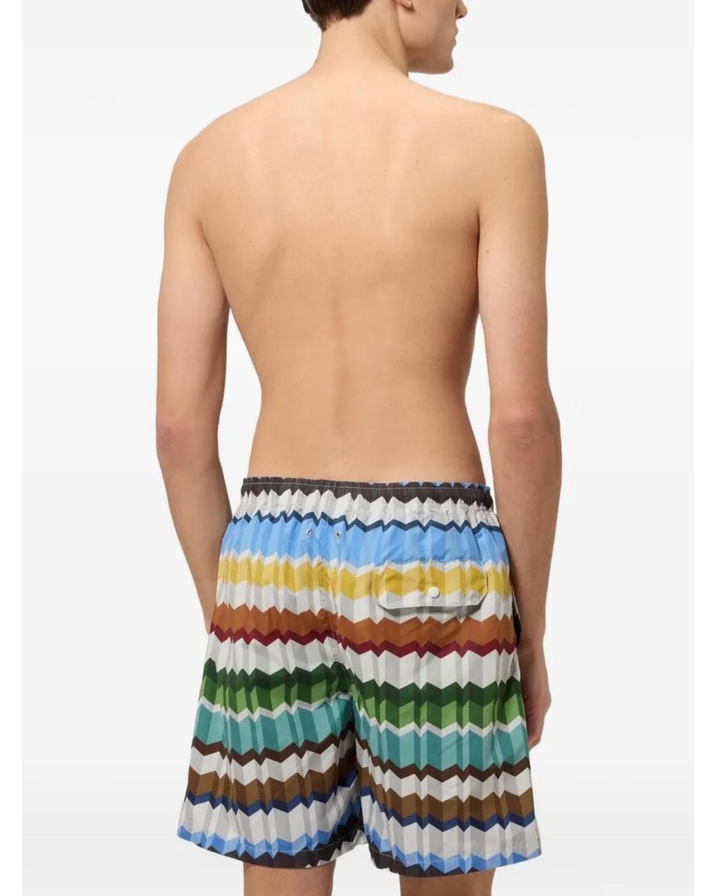 Missoni Blue Multicolored Swimsuit With Irregular Zigzag Pattern for men