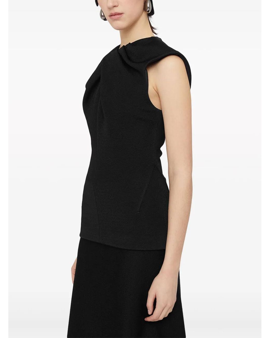 Jil Sander Black Pleat-Detailing Sleeveless Top