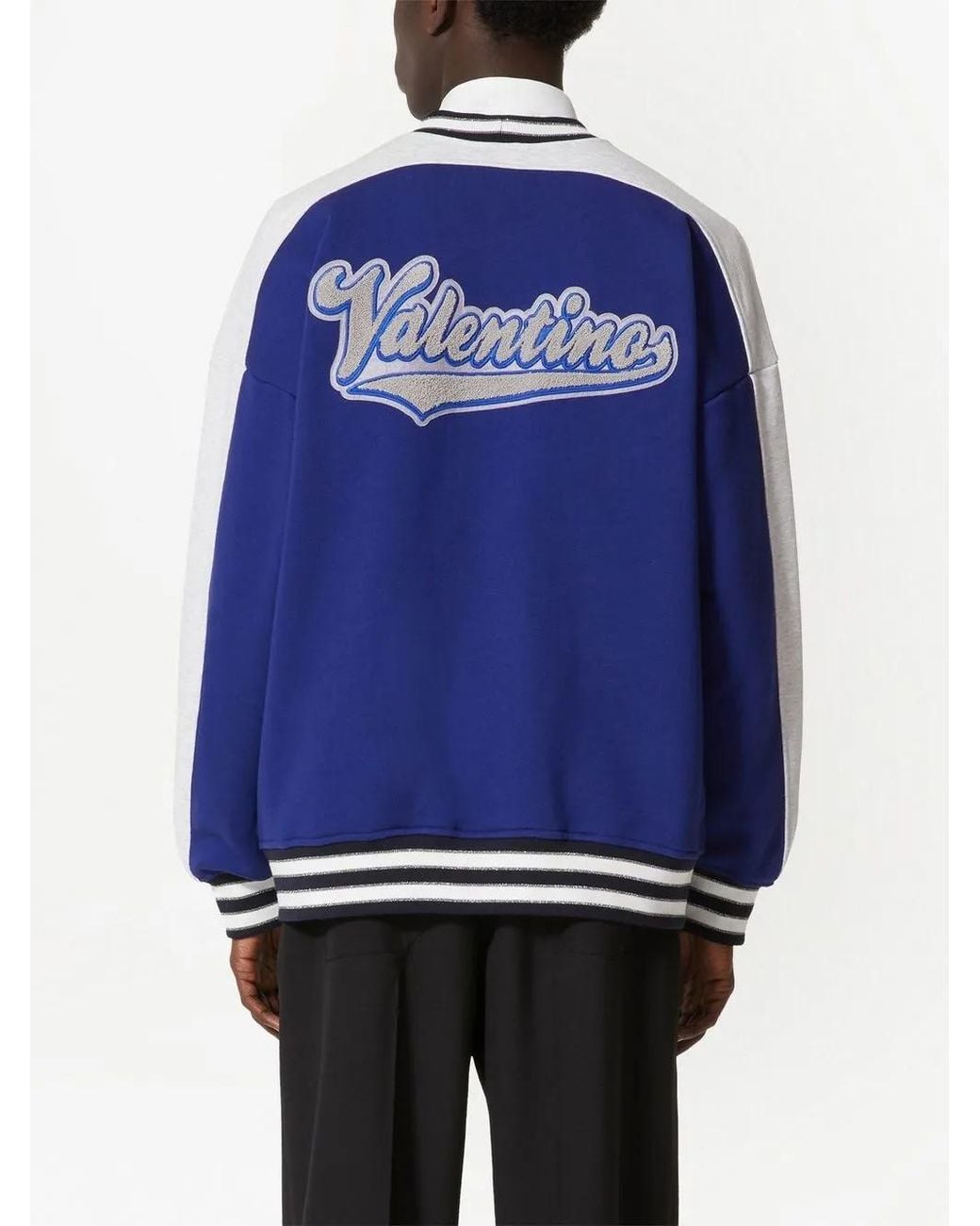 Valentino Garavani Blue V Crew Patches V-Neck Cardigan for men