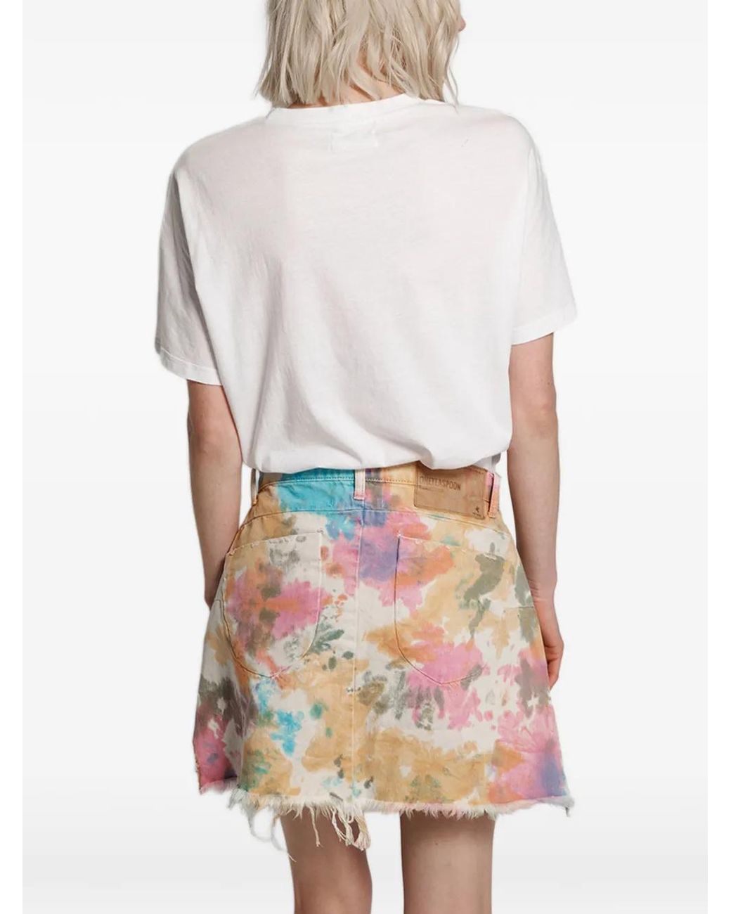 Jupe Frangée À Imprimé Tie Dye One Teaspoon en coloris Natural