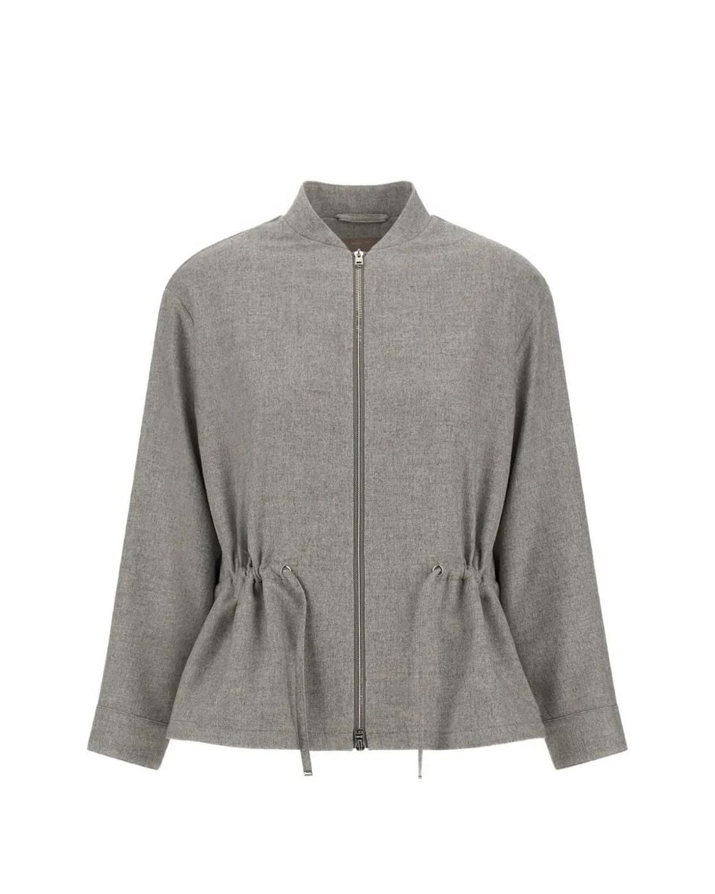 Herno Gray Resort Drawstring-Waist Parka Coat