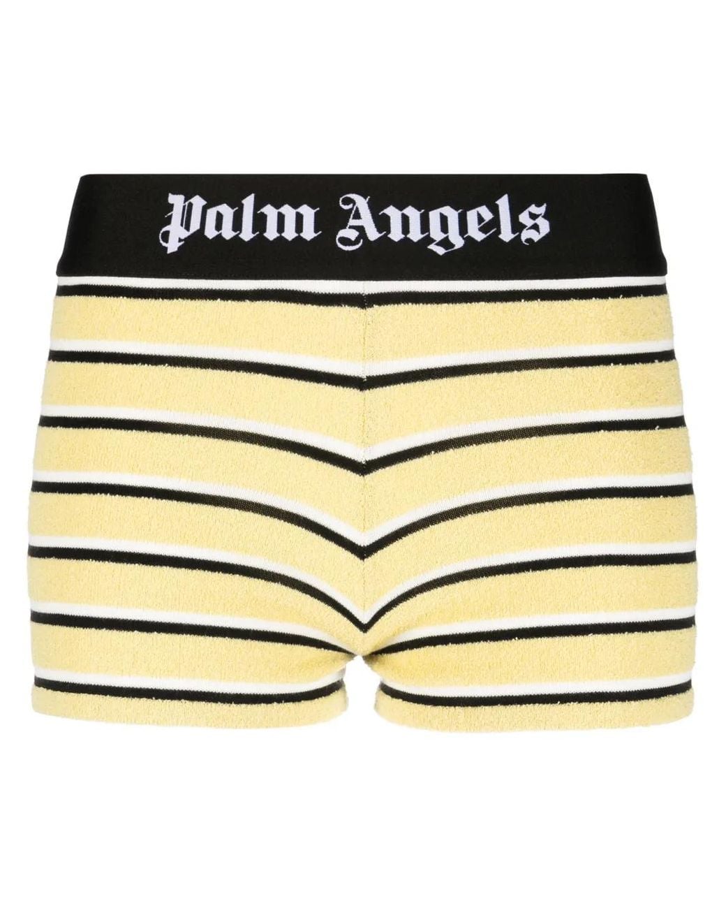 Palm Angels Metallic Logo-Tape Striped Shorts