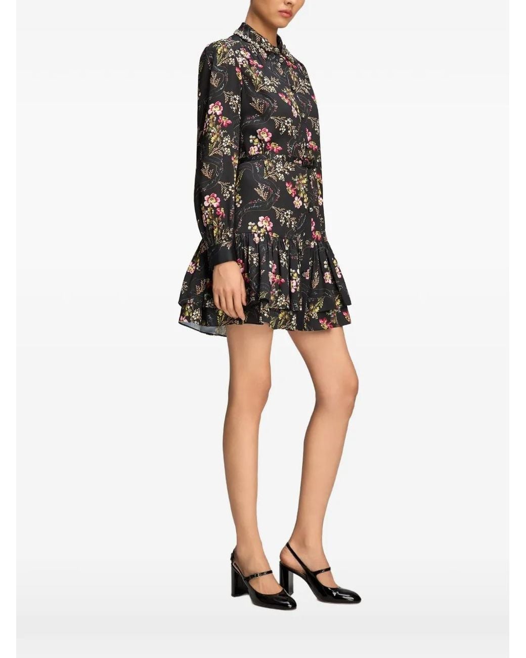 Cinq À Sept Black Emilienne Love Letter Floral-Print Mini Dress