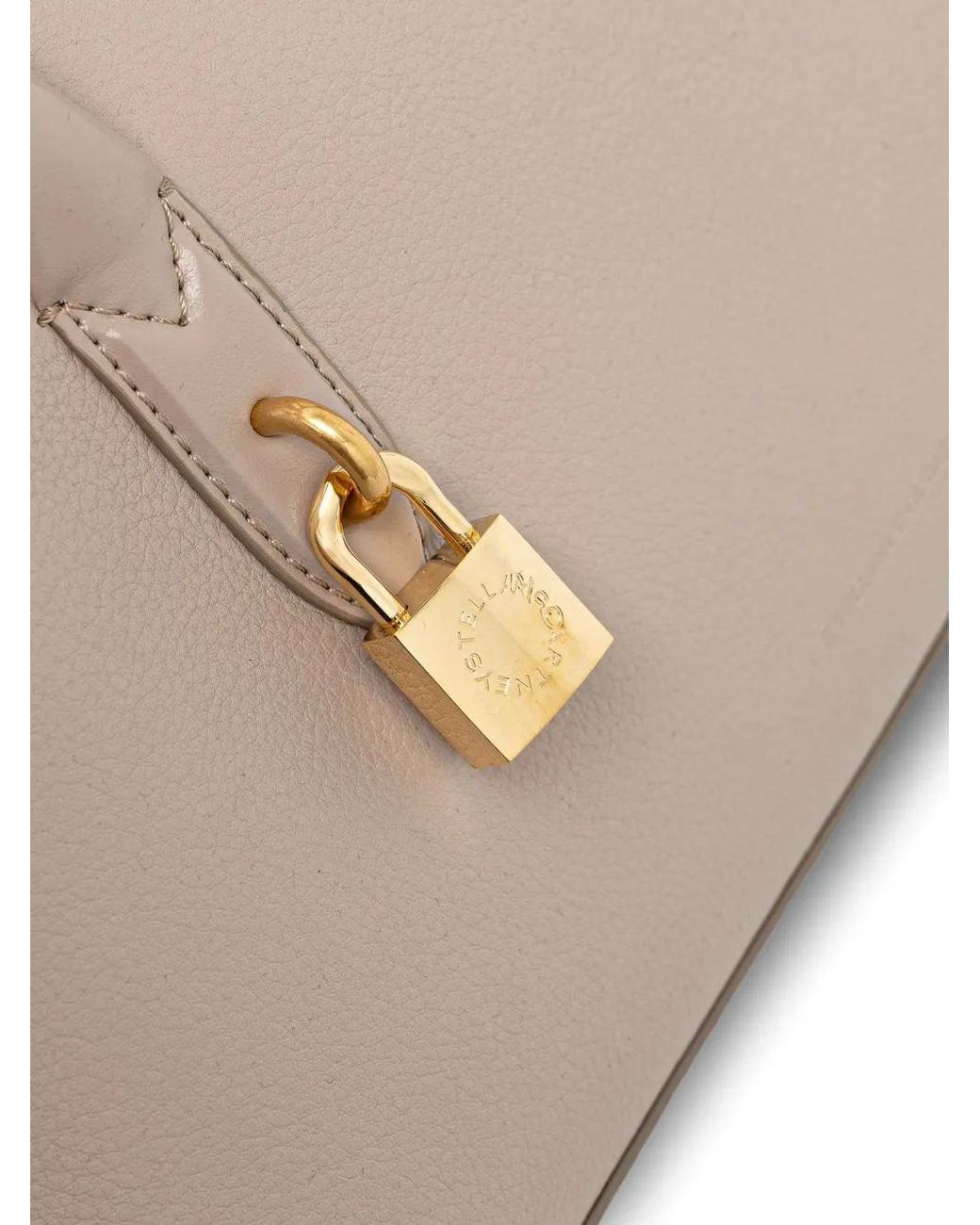 Stella McCartney Natural Padlock-Detail Grained Tote Bag