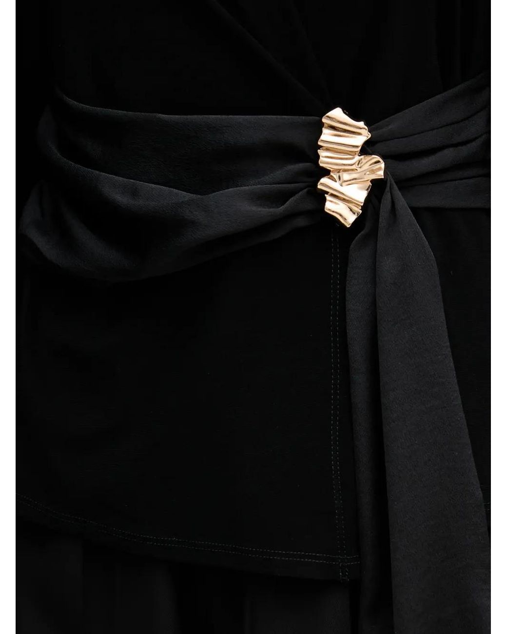 Joseph Ribkoff Black V-Neck Brooch Blouse