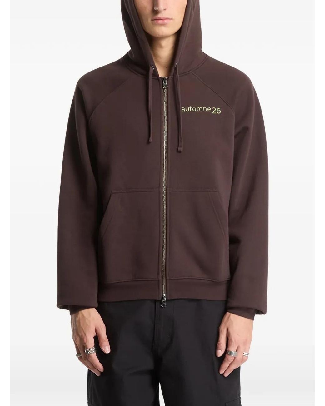 Dime Brown Grid Zip-Up Hoodie for men