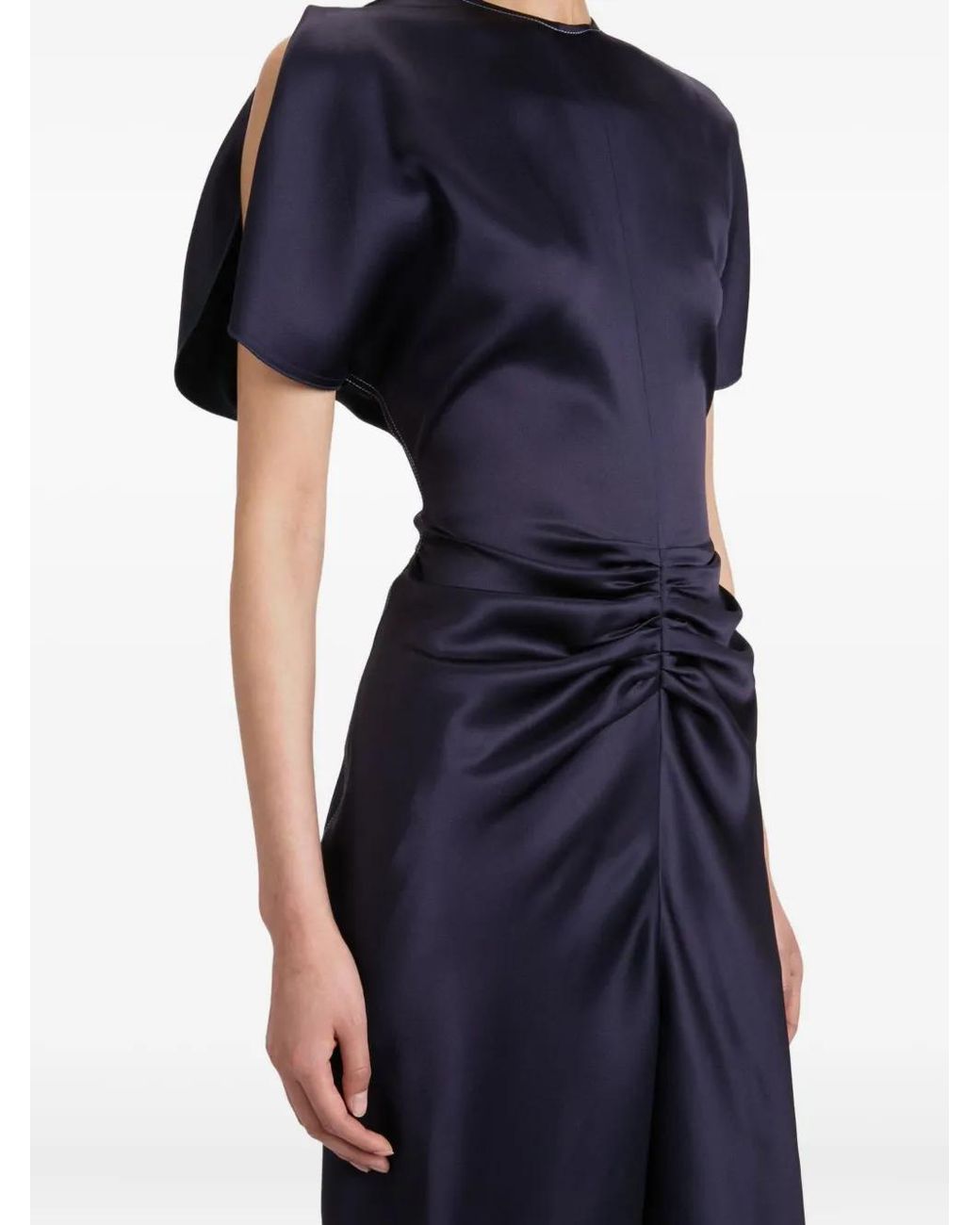 Victoria Beckham Blue Bela Ruched Midi Dress