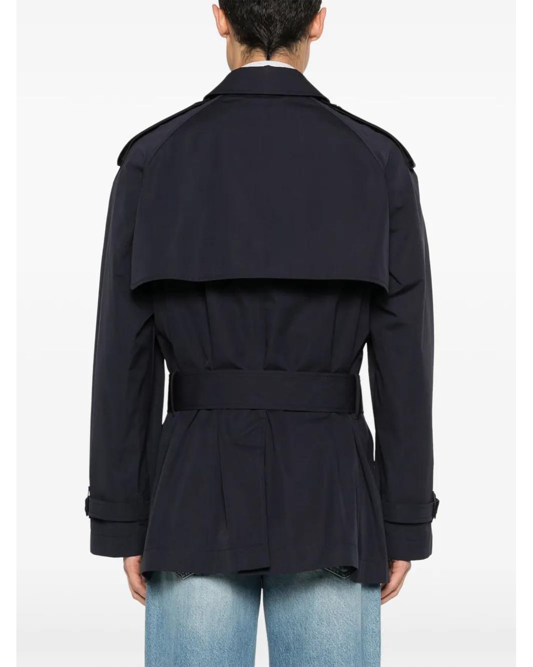 Burberry Blue Short Lightweight Cotton Trench Coat for men