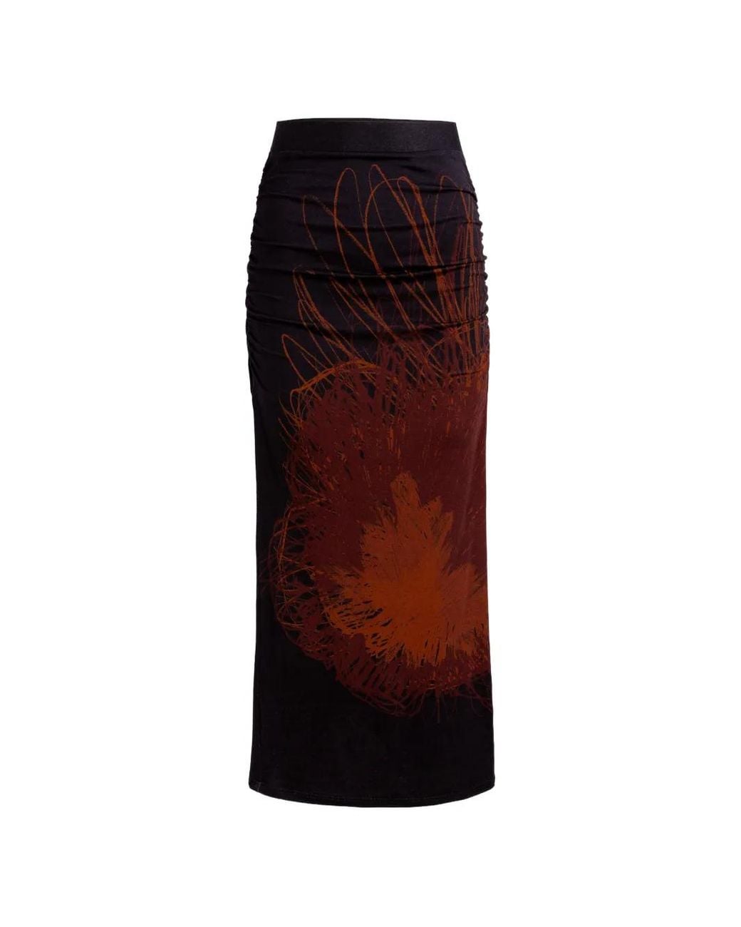 Silvia Tcherassi Red Niove Ruched Printed Mid Skirt