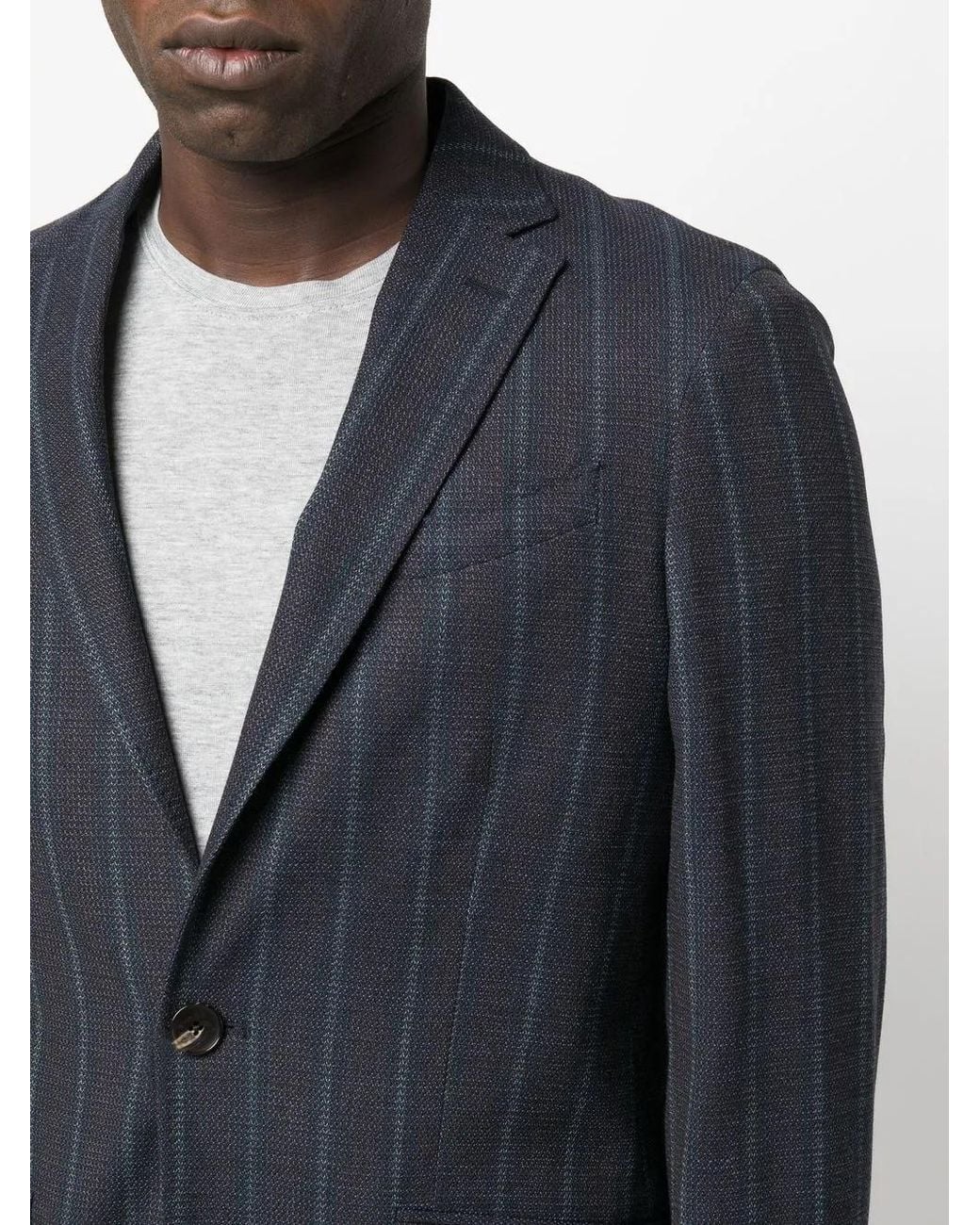 Etro Blue Pinstripe-Pattern Single Breasted Suit for men