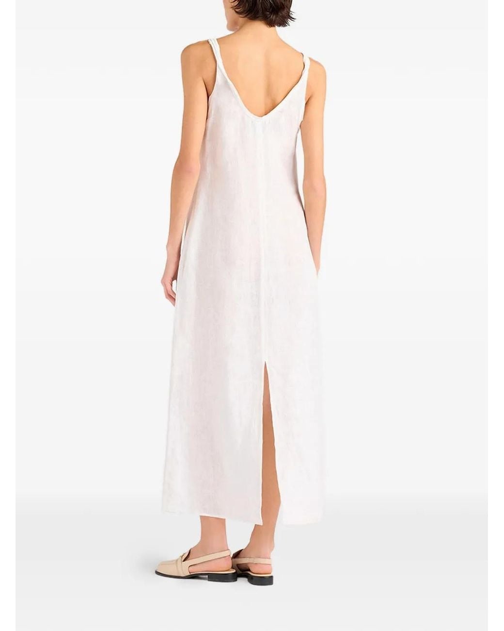 Momoní White Ximena Torchon-Strap Back-Vent Maxi Dress