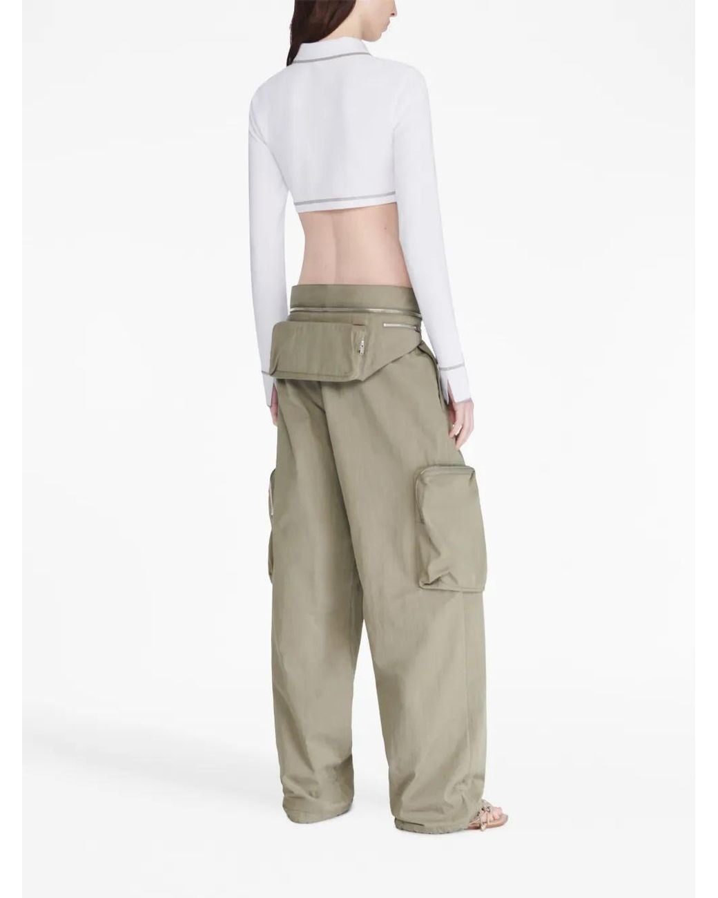 Dion Lee White Polo-Collar Cotton Crop Top