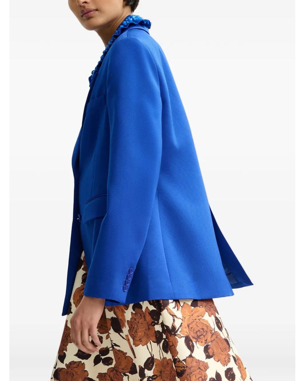 Essentiel Antwerp Blue Button Flap-Pocket Blazer