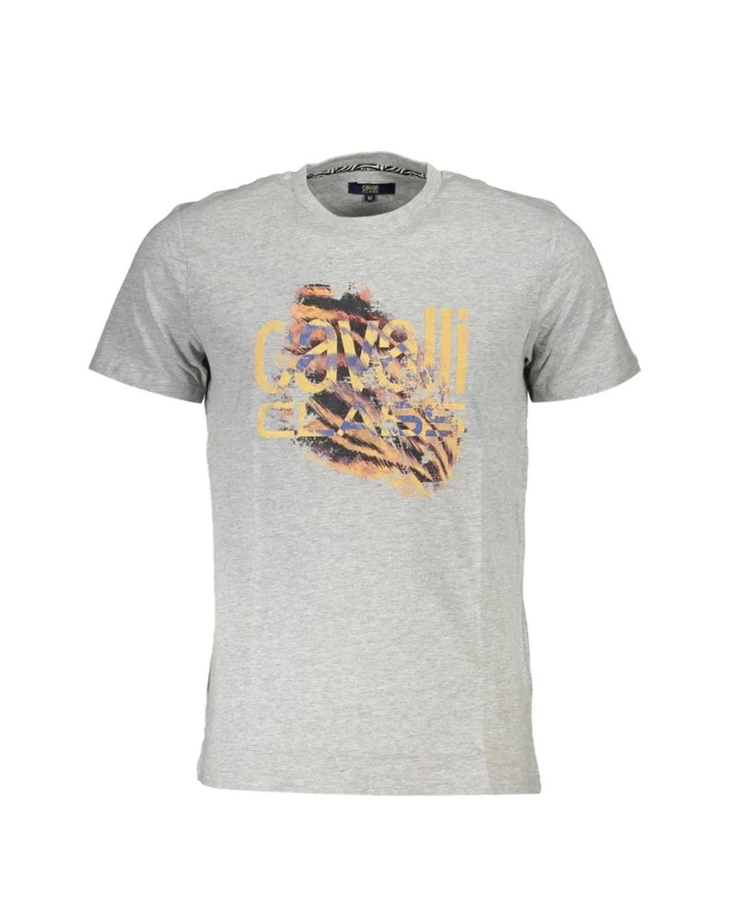 Roberto Cavalli White Animal-Print Logo T-Shirt for men