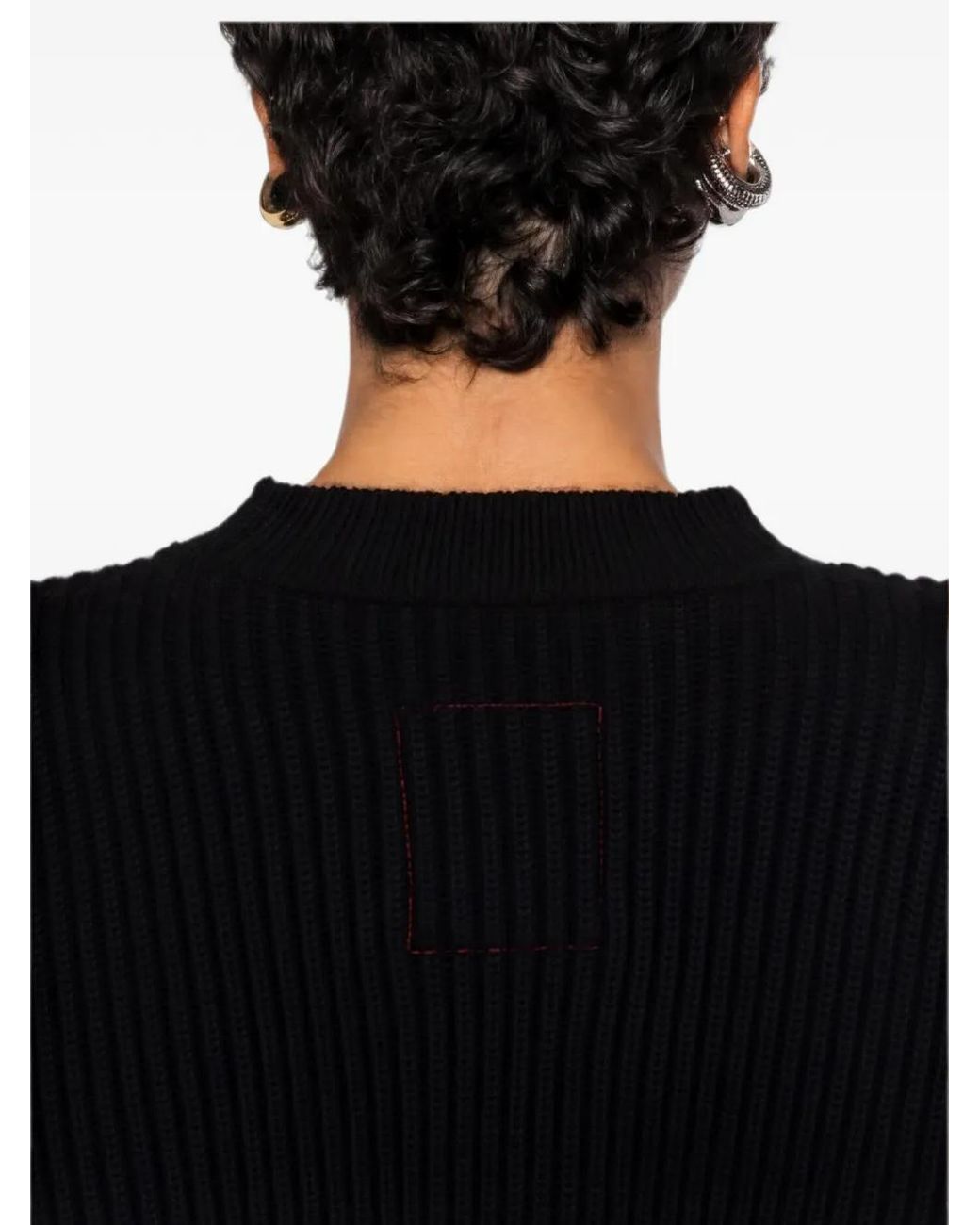 Uma Wang Black Ribbed-Knit Cropped Sweater
