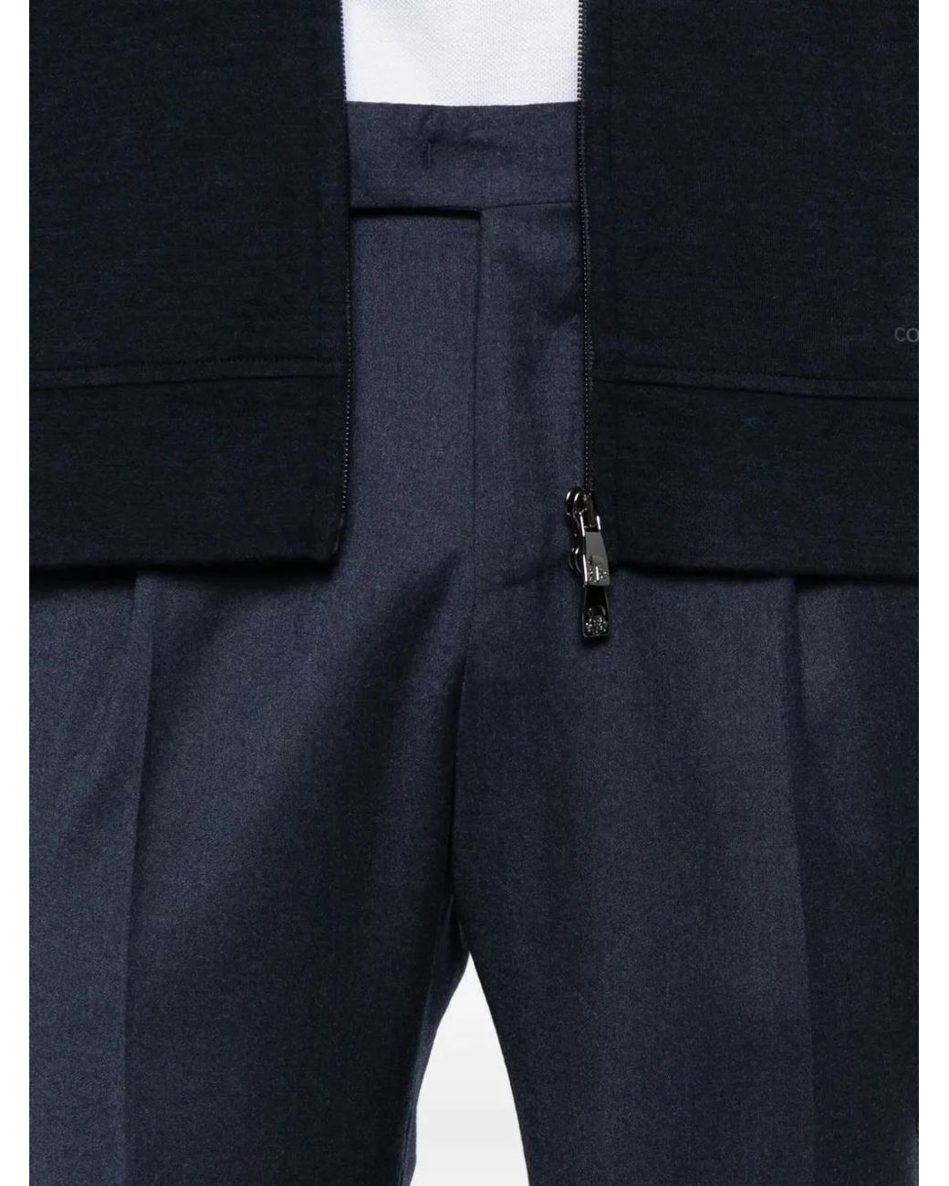 PT Torino Blue Virgin Wool Blend Straight-Leg Trousers for men