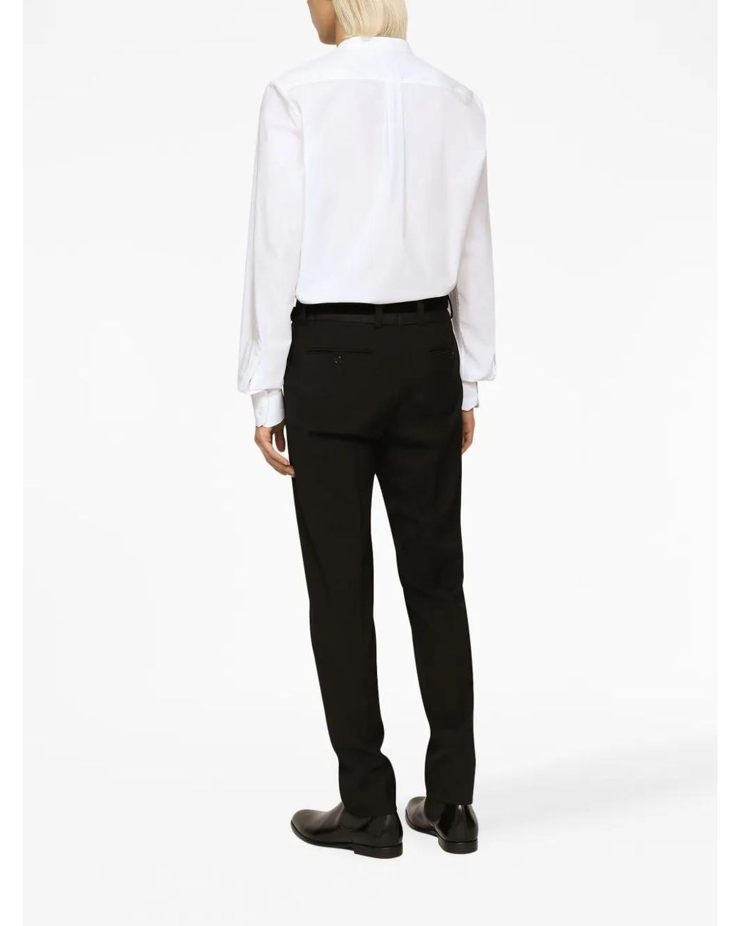Dolce & Gabbana Black Stretch-Wool Tailored Trousers for men