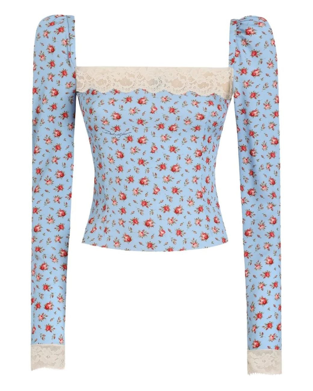 Dolce & Gabbana Blue Floral Top