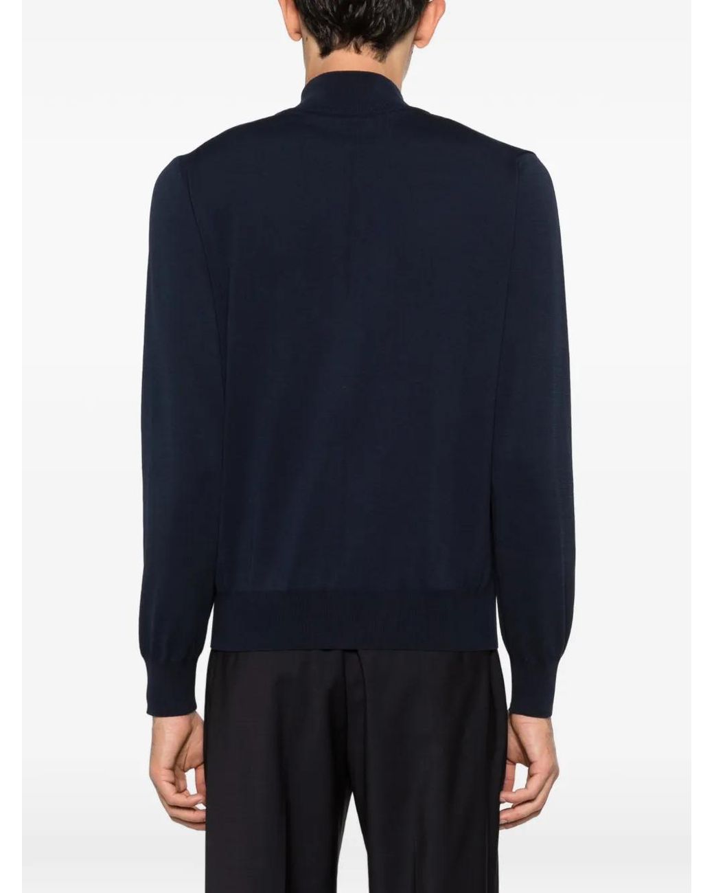 Canali Blue Cardigan À Fermeture Zippée for men