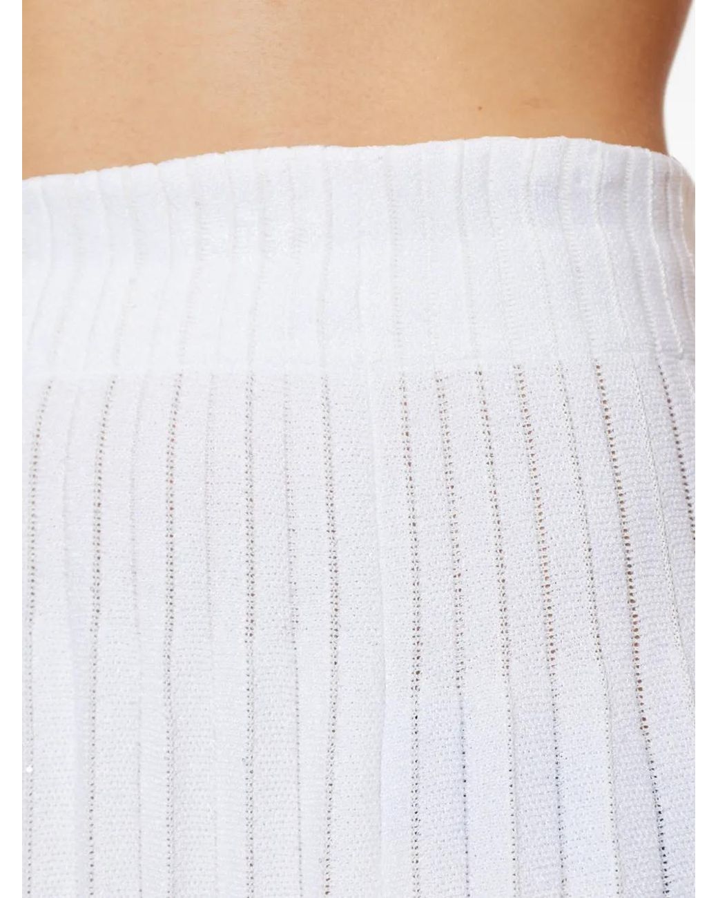 Balmain White Pleated Sequin-Embellished Midi Skirt