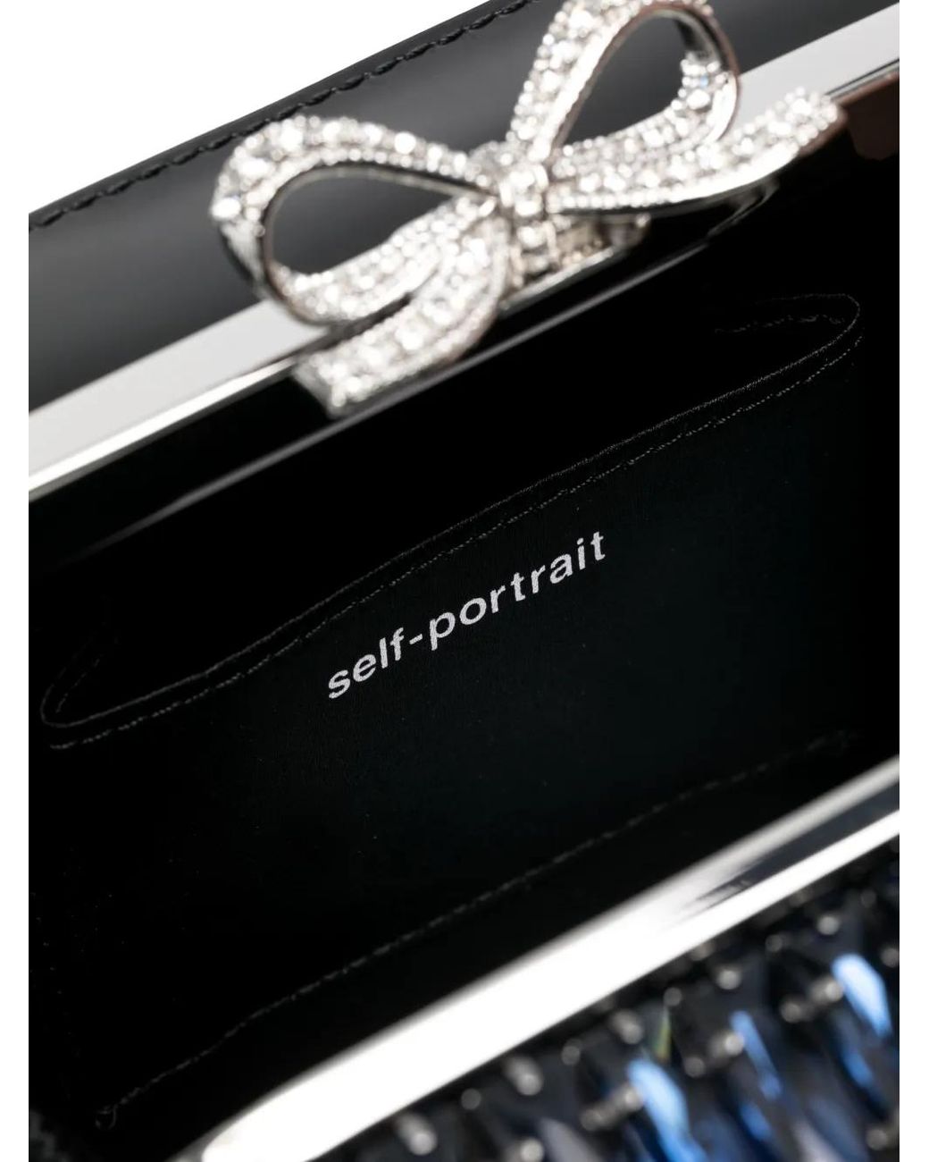 Self-Portrait Blue Crystal-Embellished Top-Handle Mini Bag