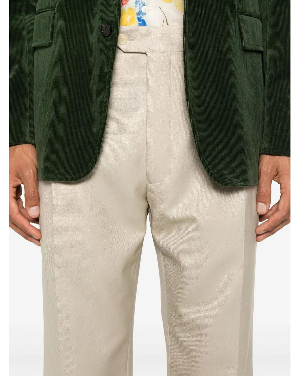 Fursac White Wool Trousers for men