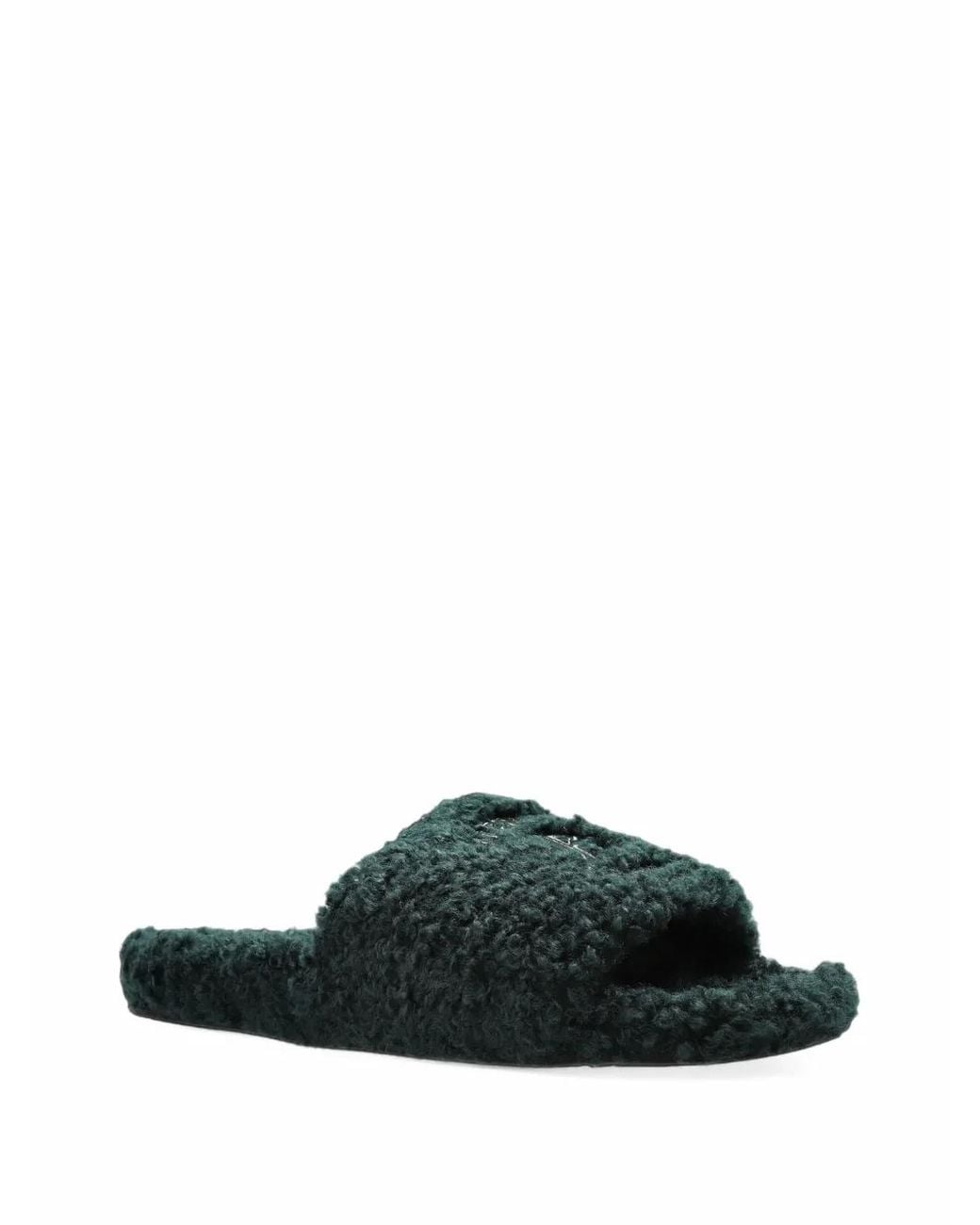 Balenciaga Green Furry Open Mules for men