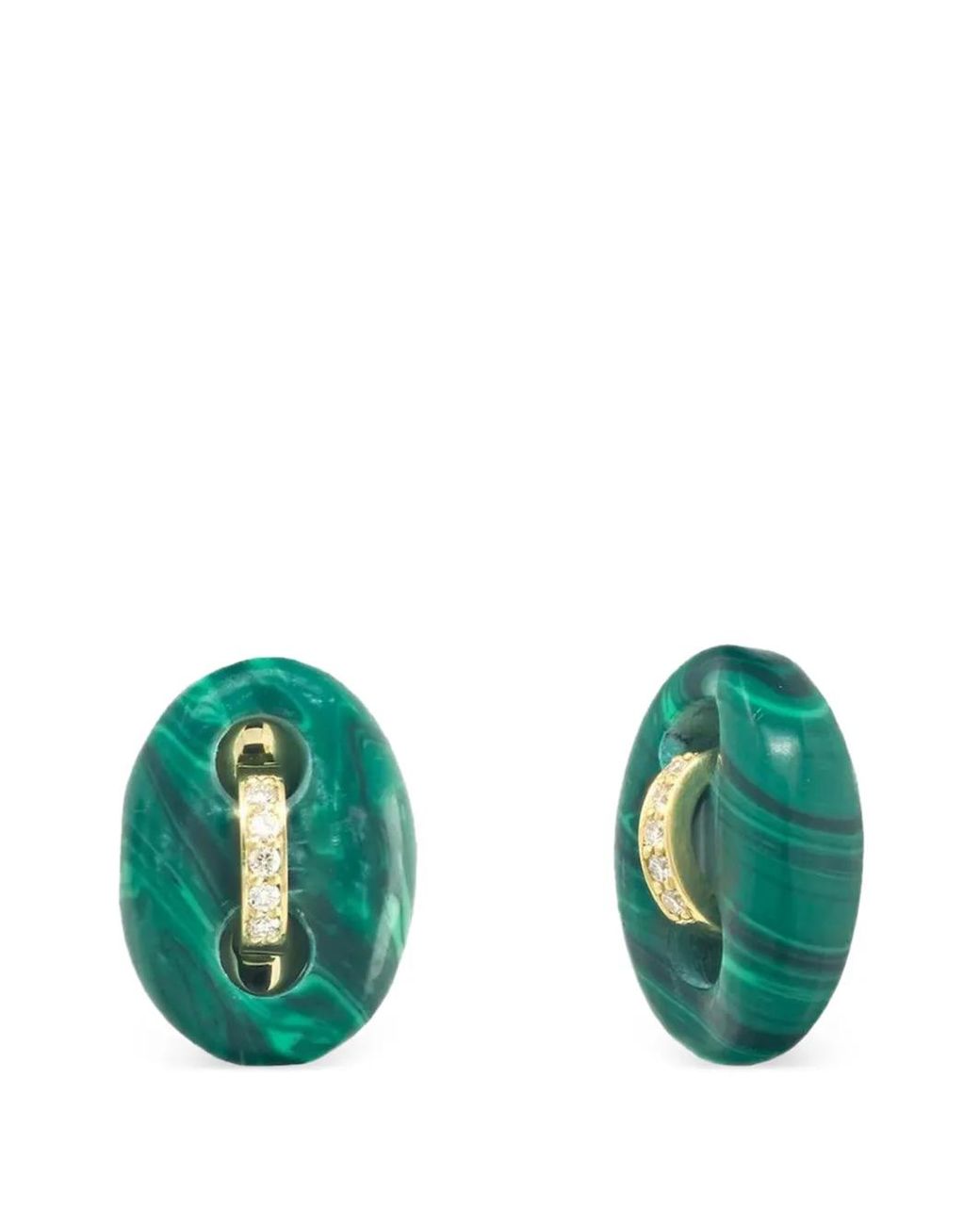 Jenna Blake Green Mini 18K Mariner Malachite And Diamond Earrings