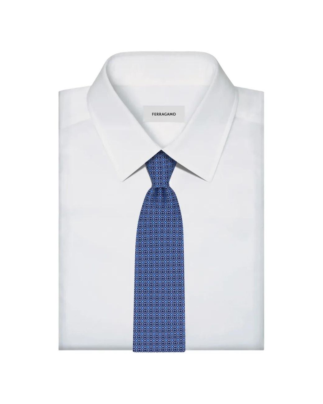 Ferragamo Blue Gancini And Hearts Print Silk Tie for men