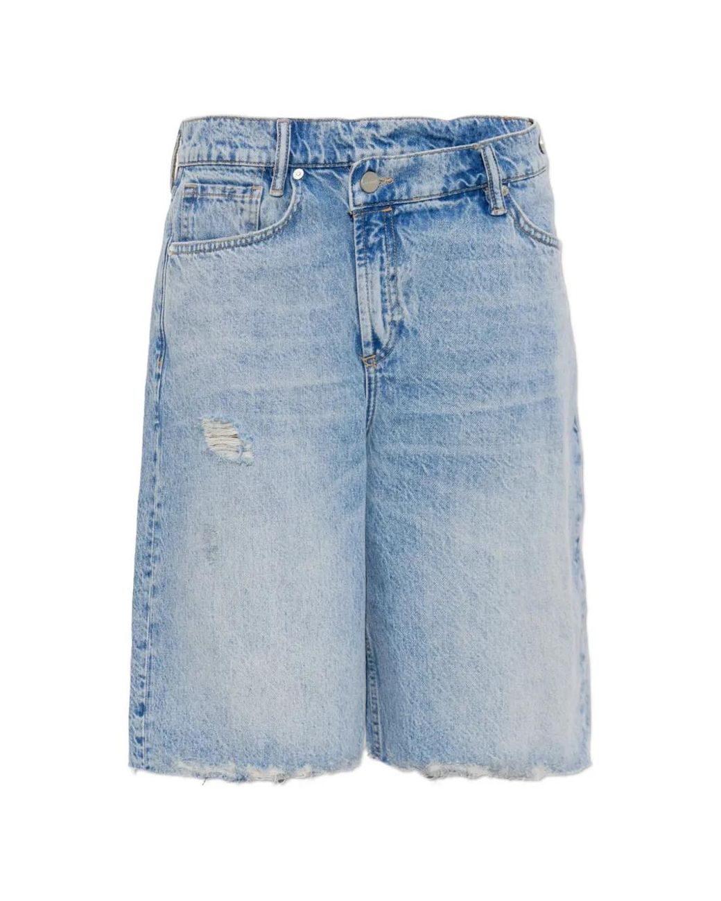 AllSaints Blue Short À Effet Usé Et Bords Francs