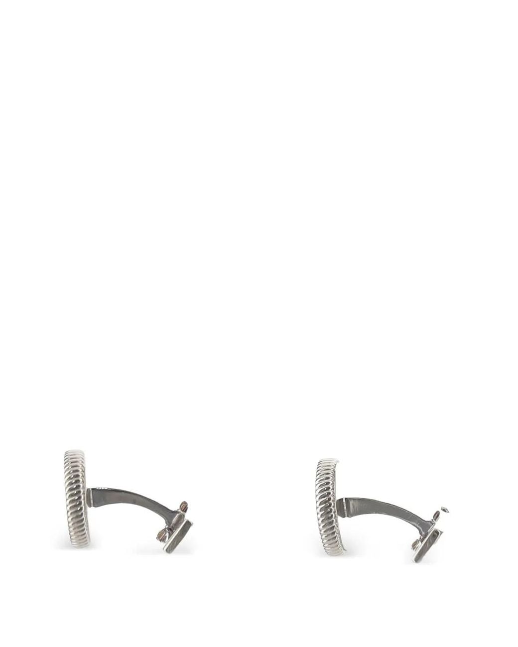 Boss White Boutons De Manchette Ronds Bordés De Corde for men