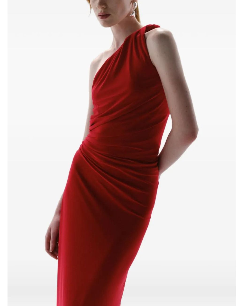 Baobab Red One-Shoulder Ruched Dress