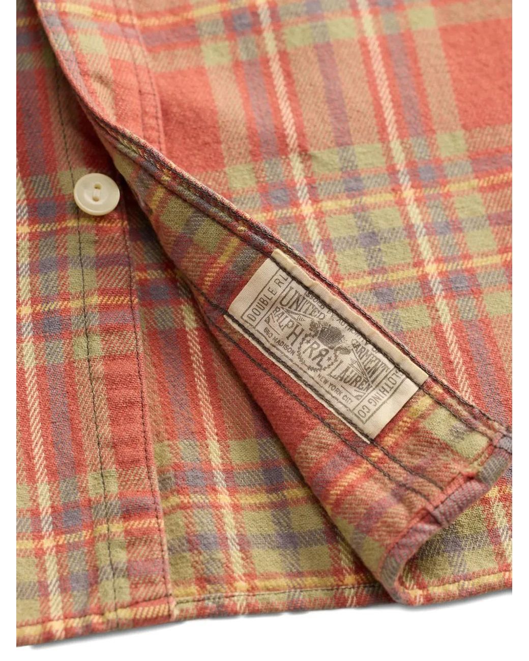 RRL Pink Checked Cotton Shirt for men