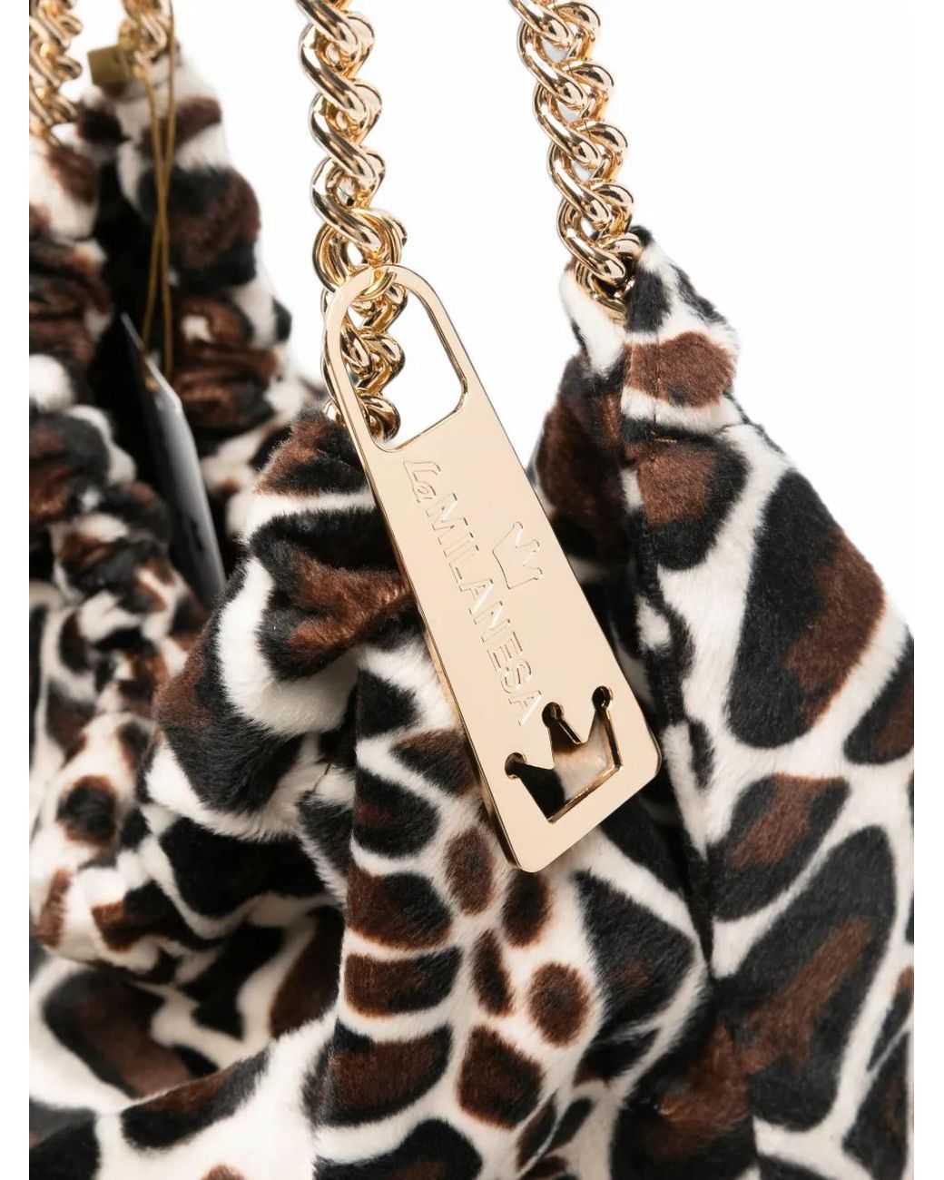 La Milanesa Black Fabiola Giraffe-Print Tote Bag