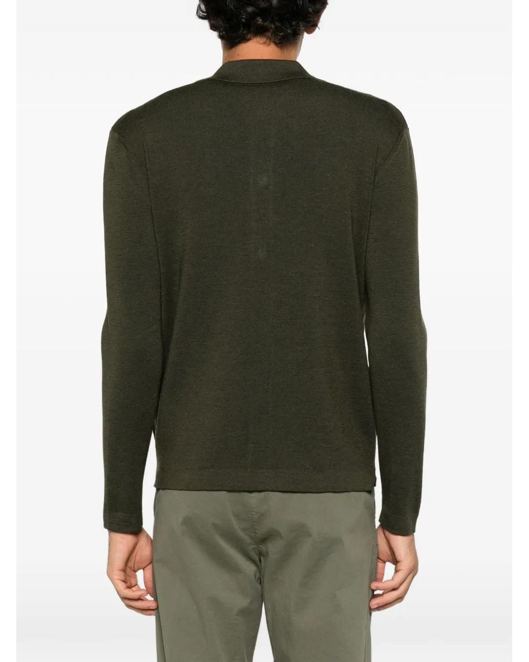Fedeli Green Button-Up Cardigan for men
