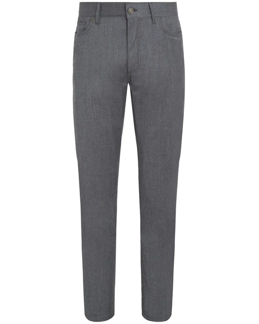 Zegna Gray Roccia Stonewashed Wool Trousers for men