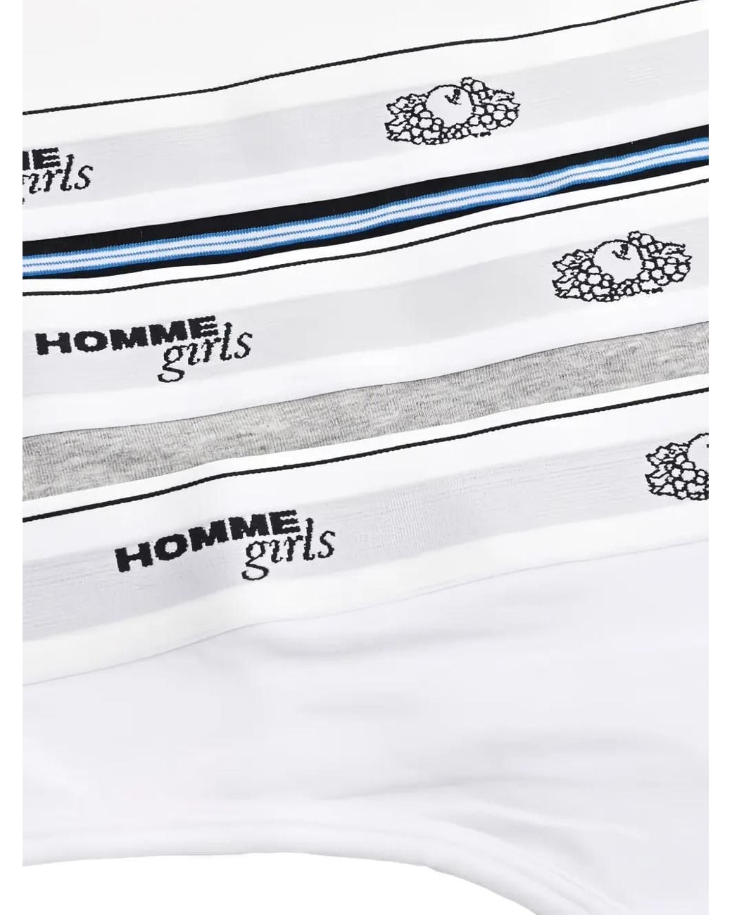 HOMMEGIRLS White Logo-Waistband Boy Shorts Set