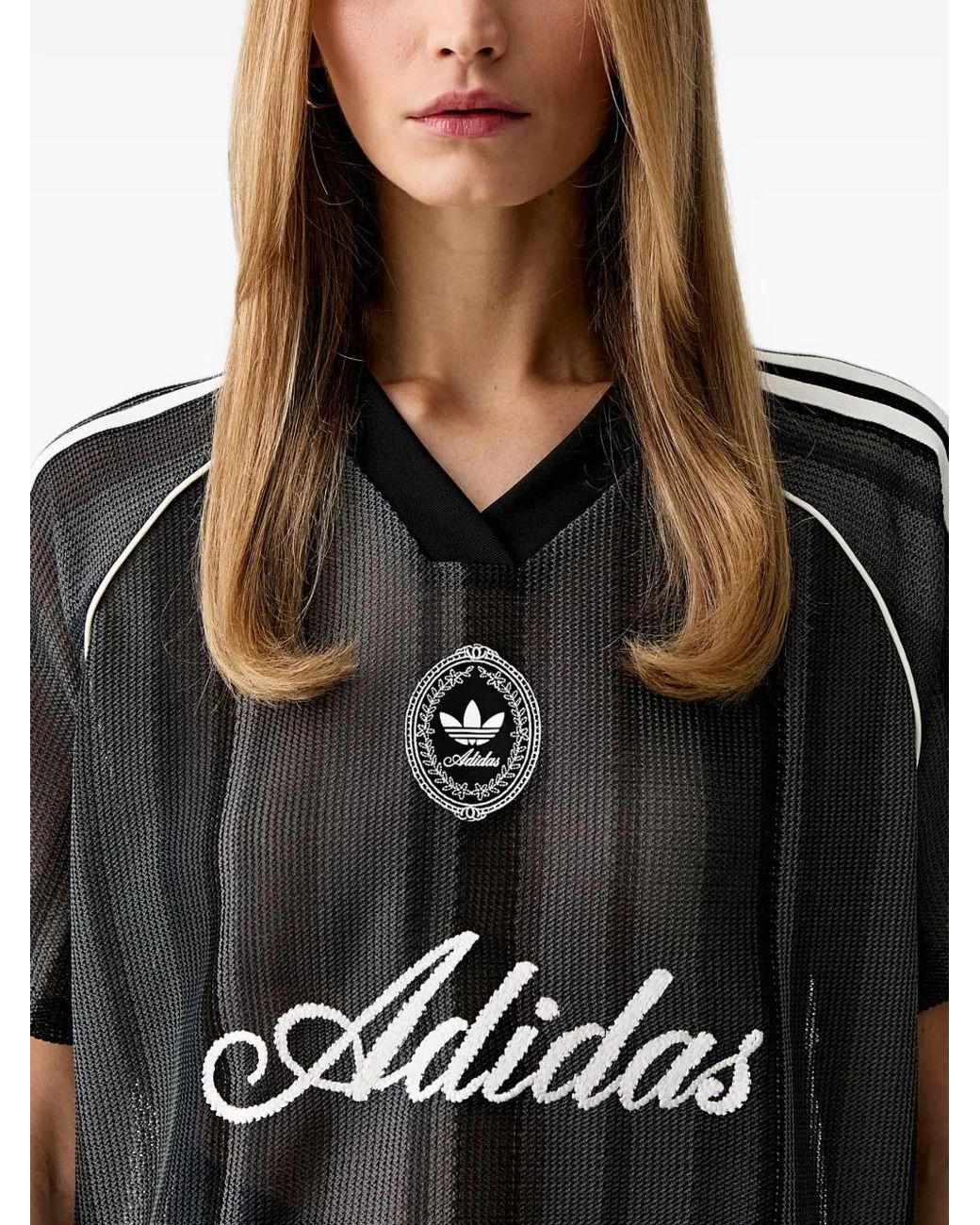 Adidas Black Logo-Embroidered Mesh T-Shirt