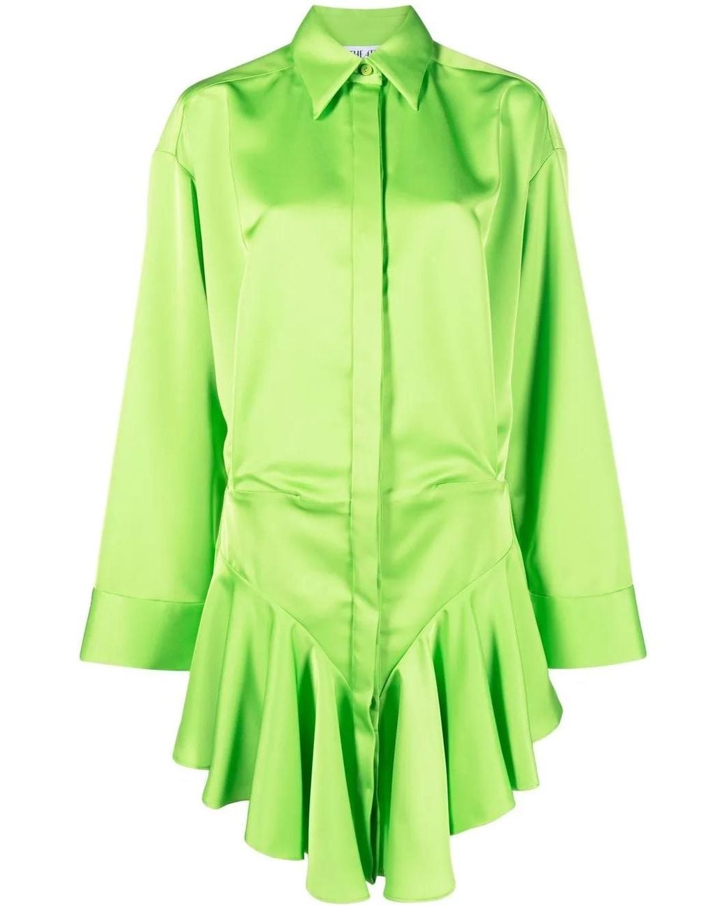 The Attico Green Candice Asymmetric Mini Dress