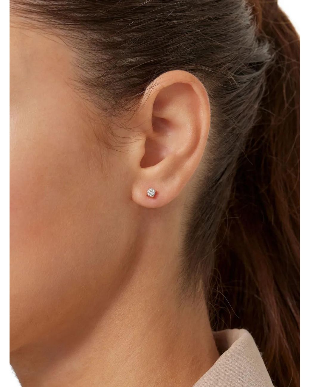 VEYNOU White 14K Ella Diamond Stud Earrings
