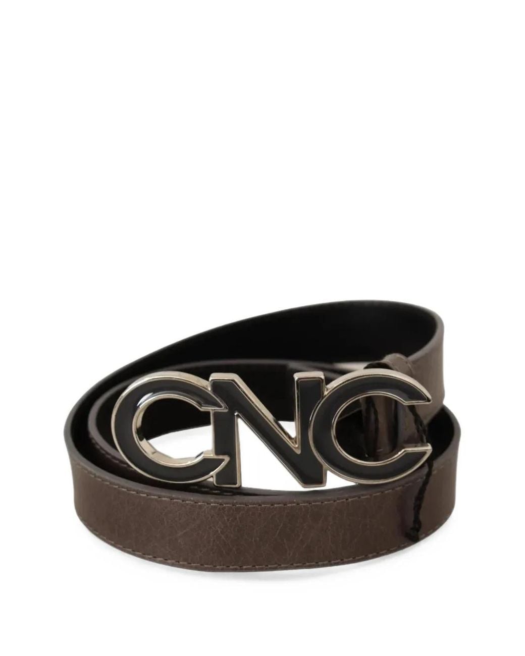CoSTUME NATIONAL Black Logo-Plaque Leather Belt