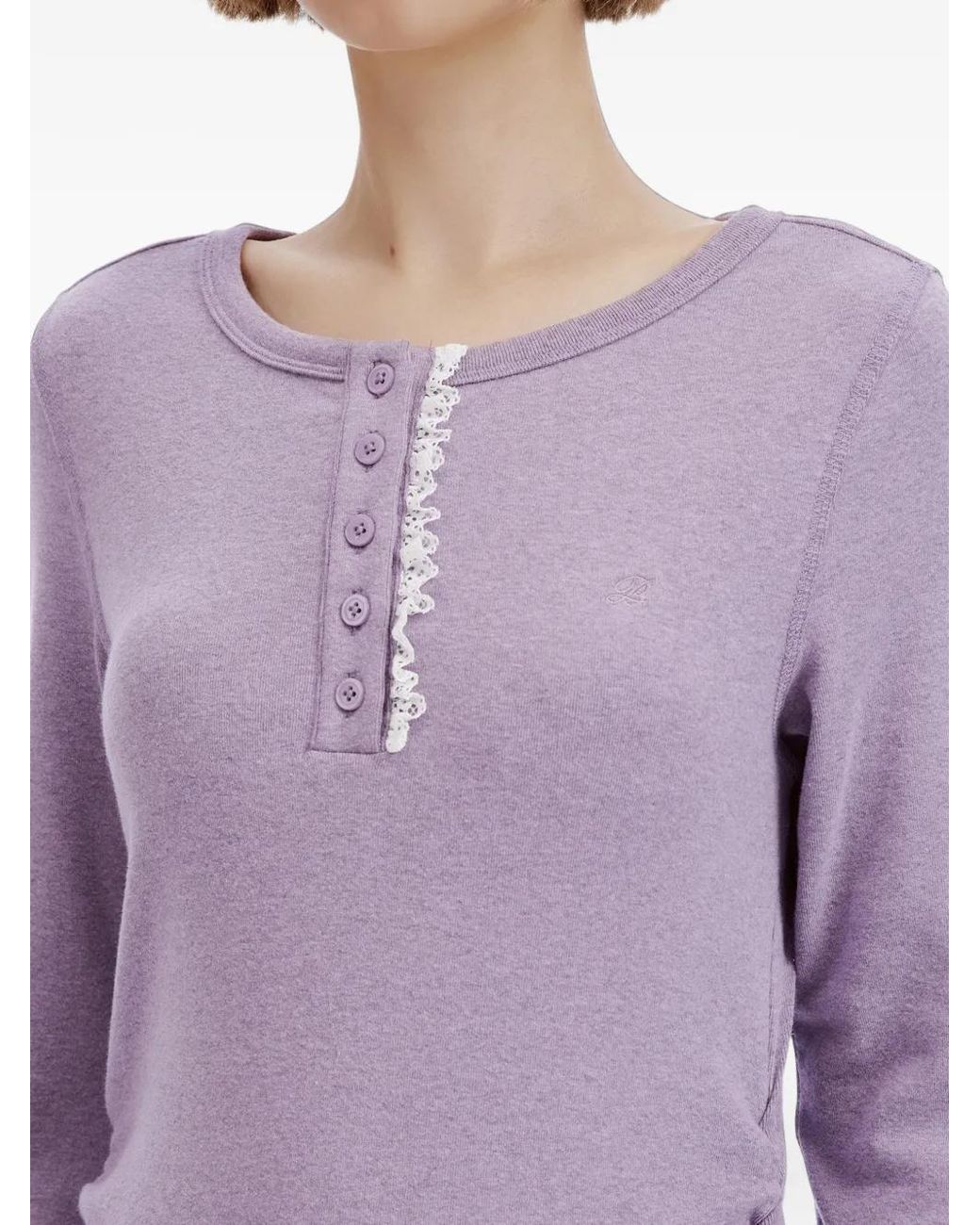 B+ AB Purple Lace-Trim Ruched T-Shirt