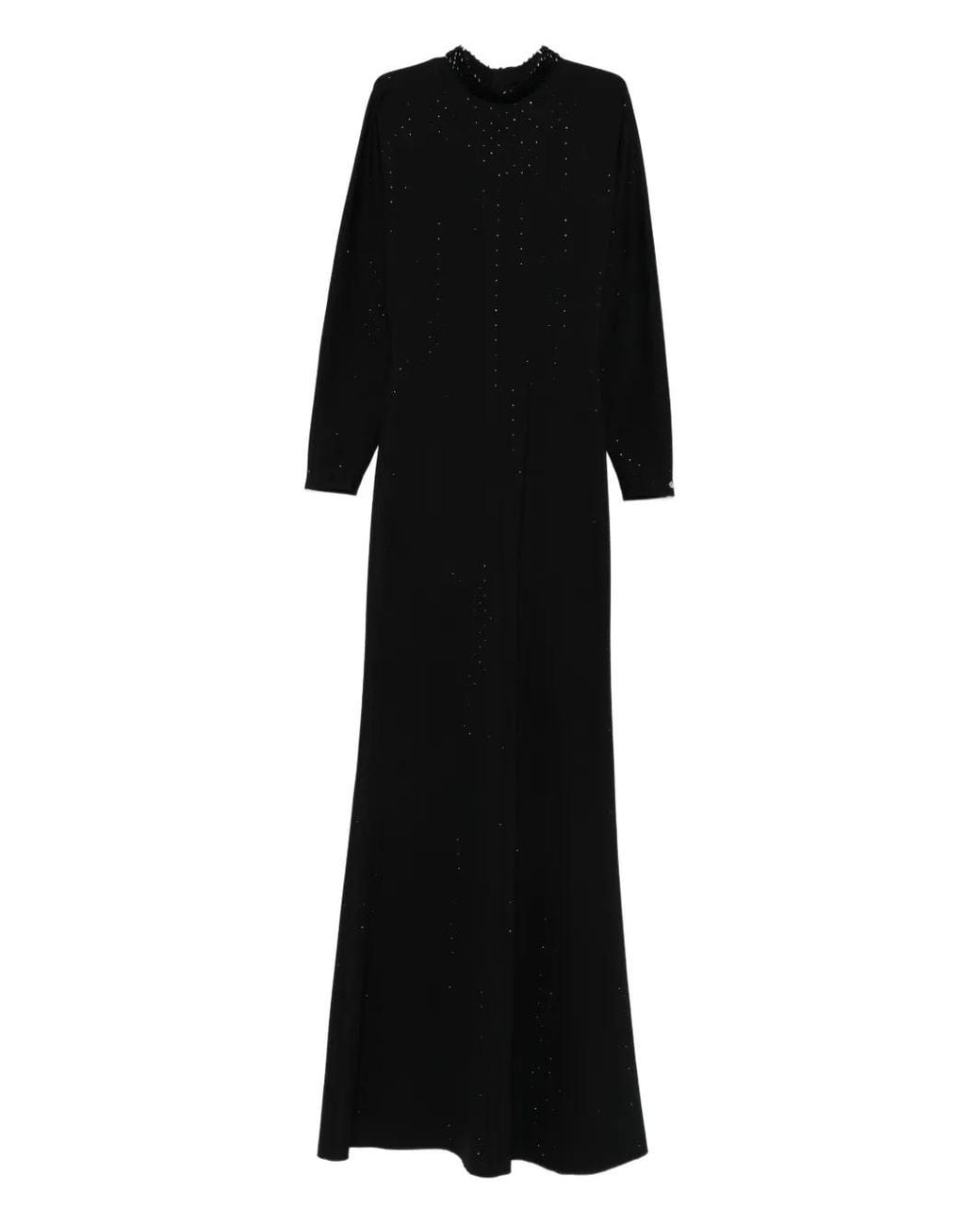 Nissa Black Rhinestone-Embellished Long-Sleeve Dress
