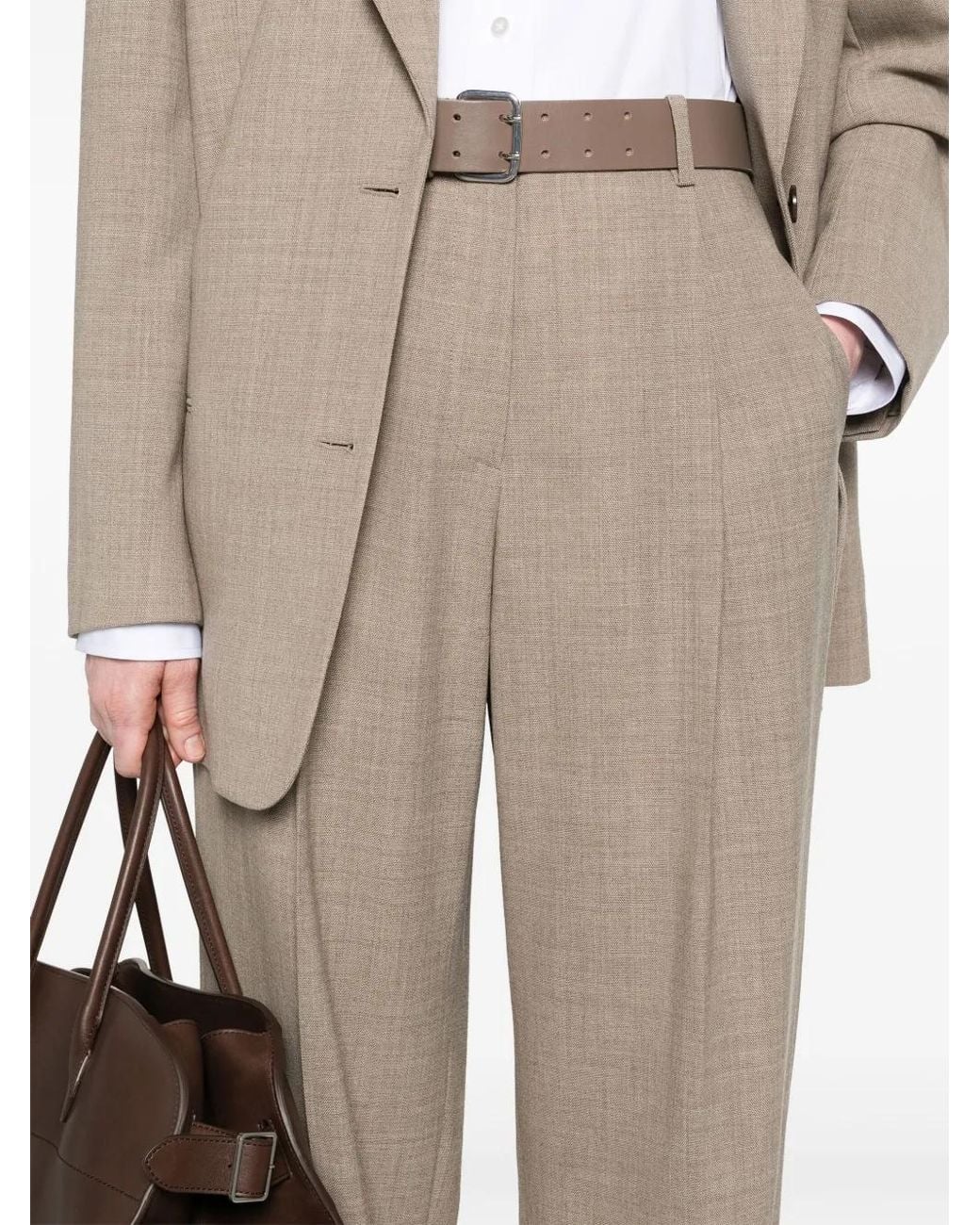 The Row Natural Neutral Tor Tailored Wool Trousers
