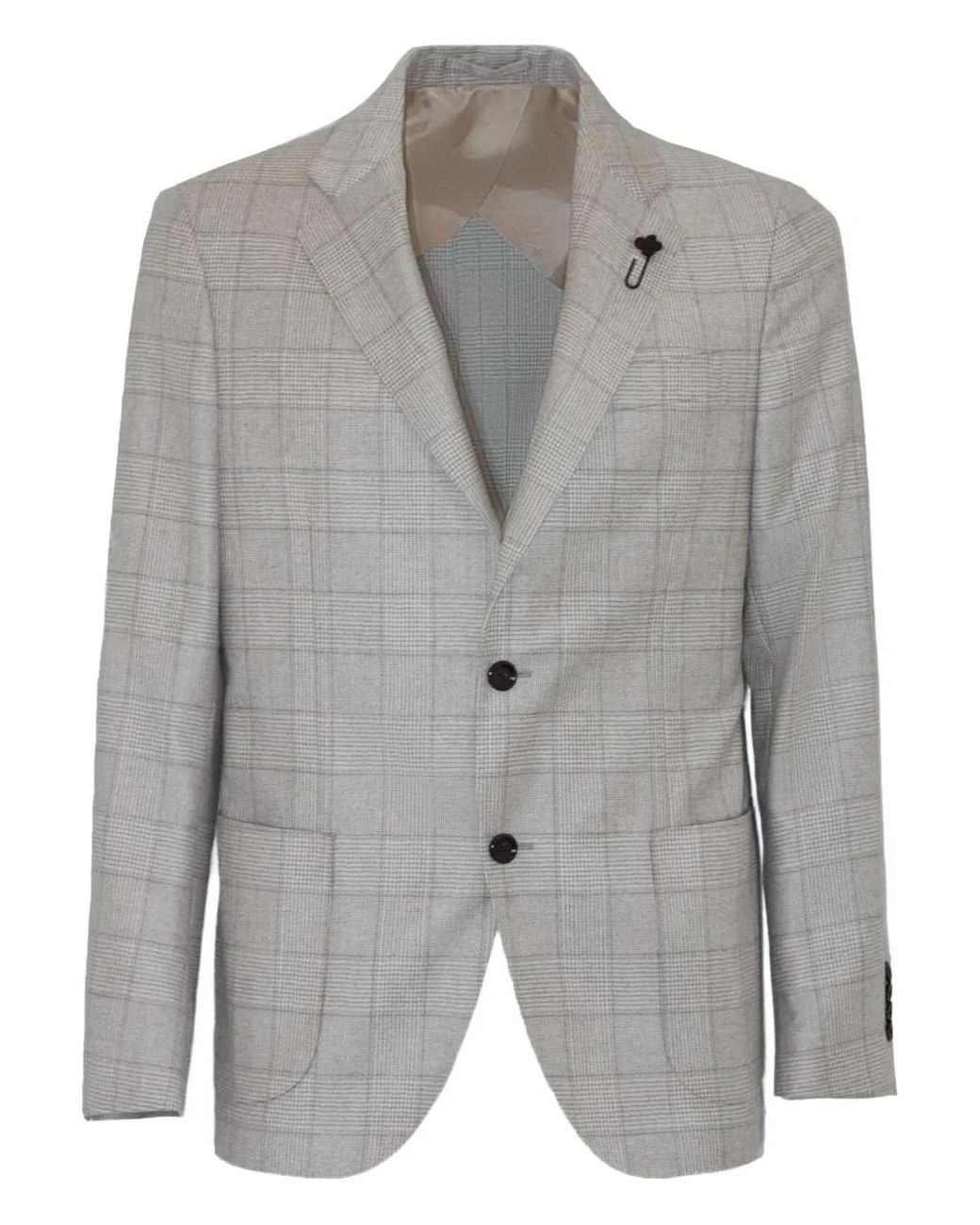 Lardini Gray Prince-Of-Wales-Check Blazer for men