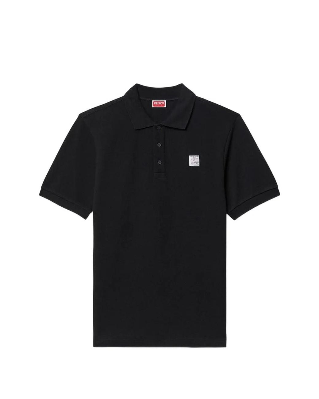 KENZO Black Work And Play Logo-Appliqué Polo Shirt for men