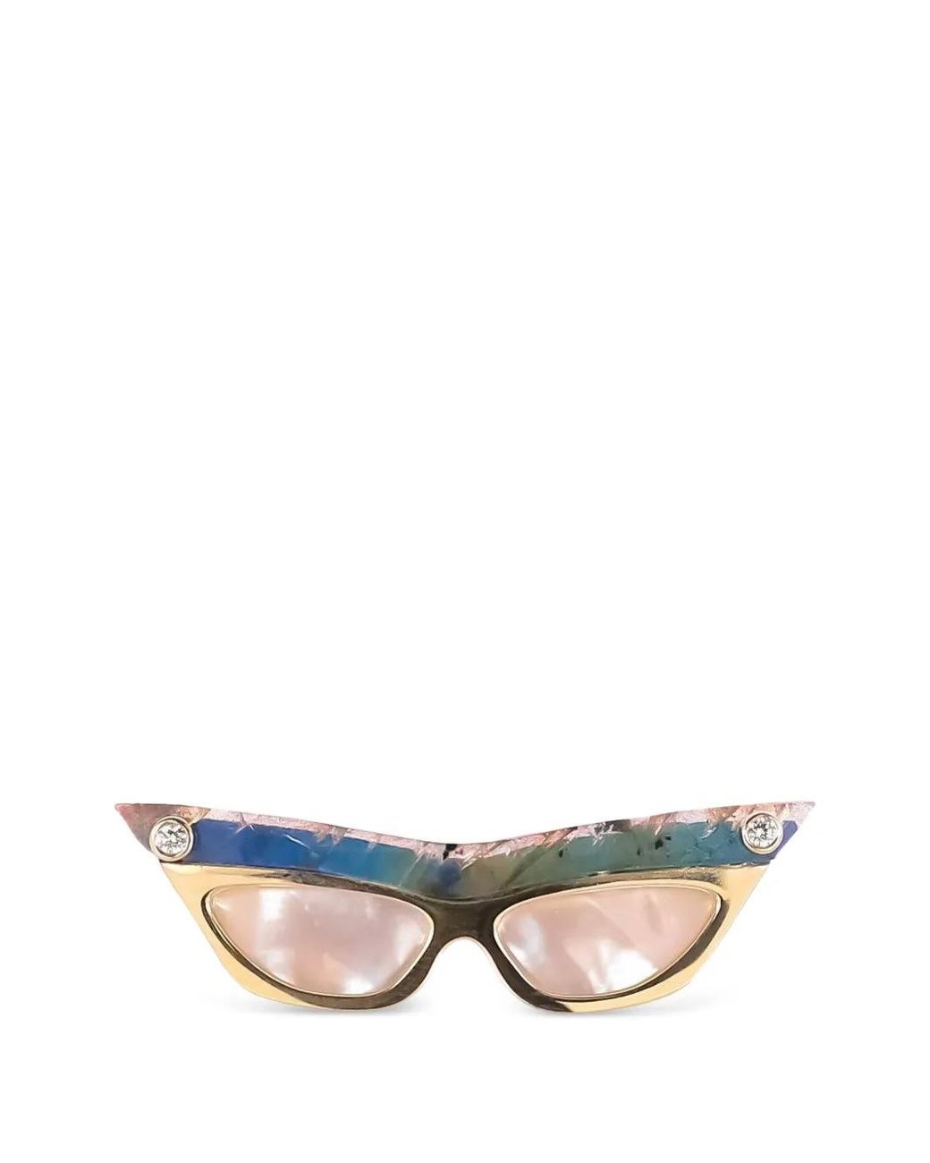 EDINA KISS Metallic Sunglasses Diamond And Pearl Pendant